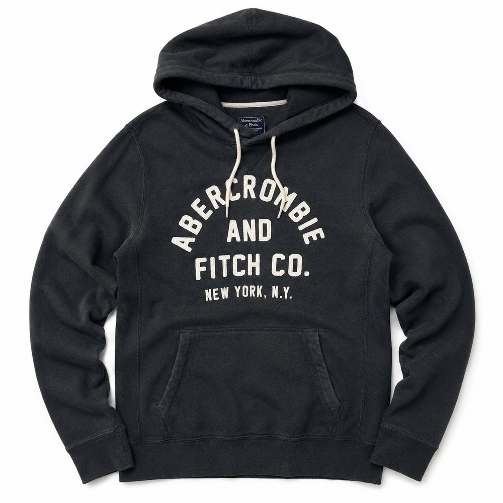 Abercrombie & Fitch Y2K Hoodie Mens L Black Pullover Sweatshirt Streetwear